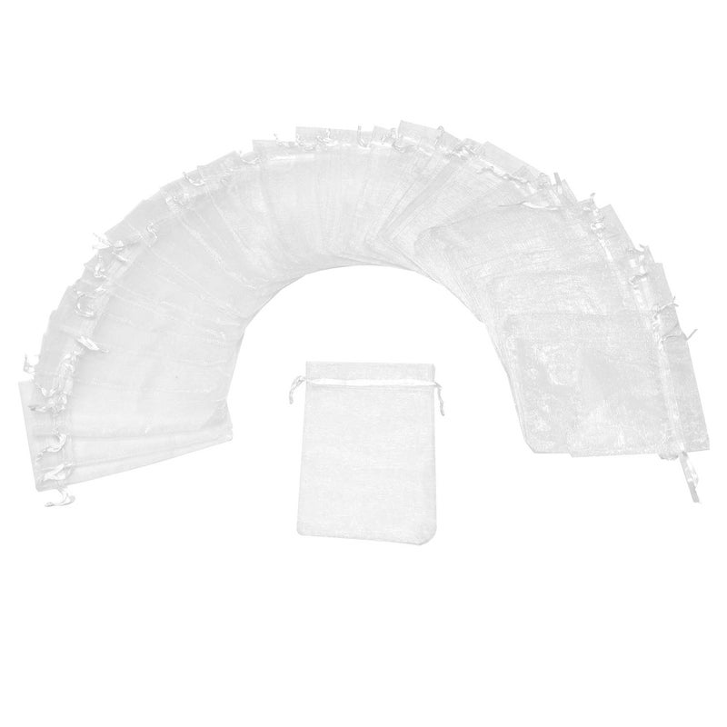 Bezall 100Pcs Organza Gift Bags 3.5x4.5 inch, White Drawstring Mesh Jewelry Bags, Wedding Party Favor Festival Gift Candy Pouches - Image 2